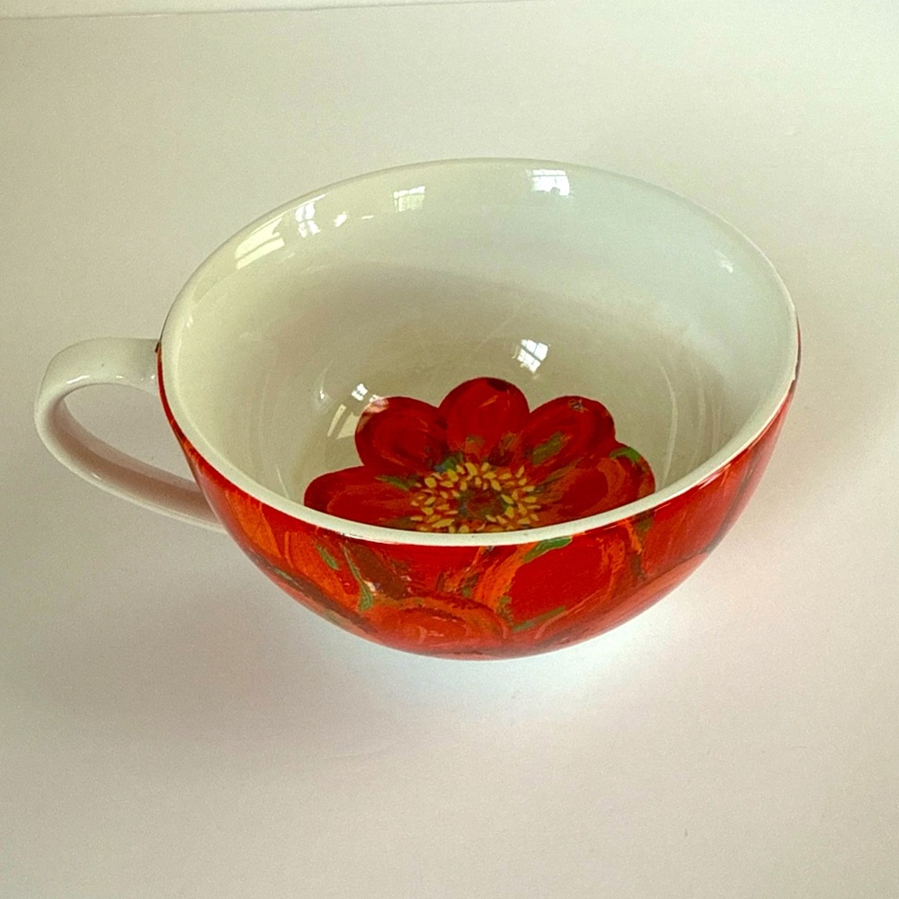 222 Fifth Corrine Red Floral Ceramic Mug Cup